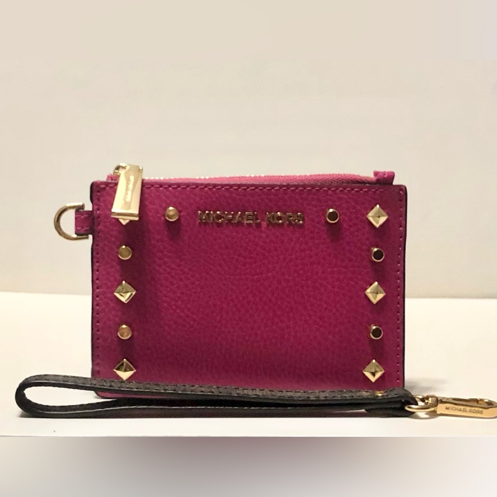 🌹🍃New Michael Kors Signature Jet Set Coin CC Key Purse Wallet w/Wristlet Strap